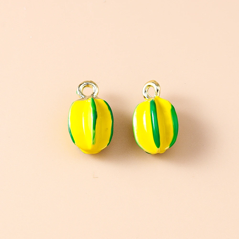 5 Stück Niedliche Gemischte Obst- und Gemüseanhänger: Kirsche, Traube, Mais - Emaille-Charms für DIY Schmuckherstellung, Halsketten und Ohrringe – Detail 37