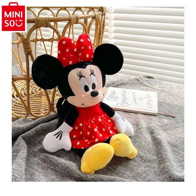 MINISO Disney 2024 новый мультфильм Минни плюшевый рюкзак для студентов детский сладкий рюкзак для хранения