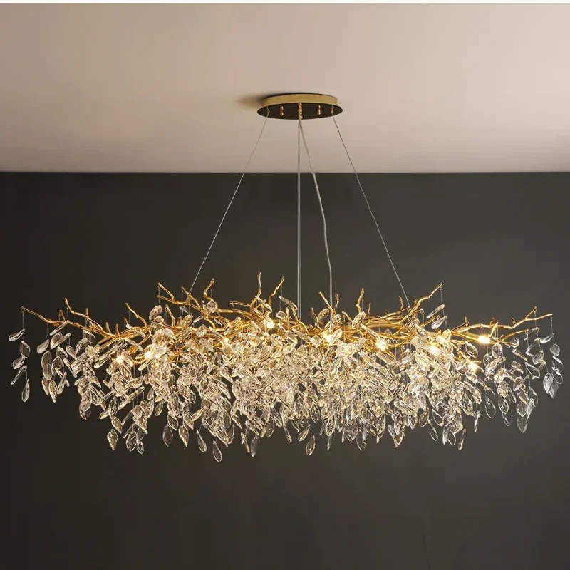 

Luxury Gold Crystal LED Pendant Lights Interior Lighting Fixtures Lustre Ceiling Chandeliers Living Dining Room Bedroom Parlor