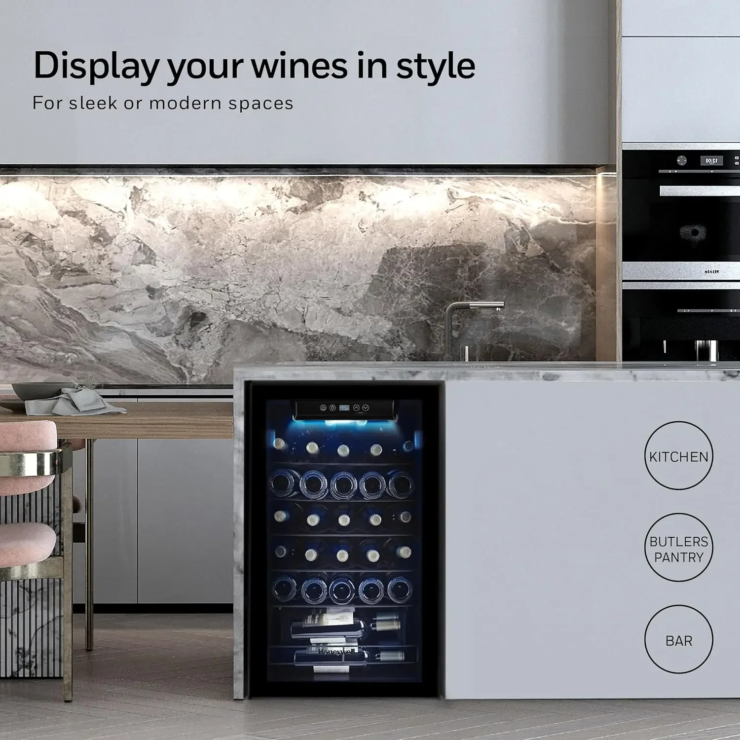 34 Bottle Compressor Wine Cooler Refrigerator, Large Freestanding Wine Cellar For Red, White, Champagne or Sparkling Wine, Digit