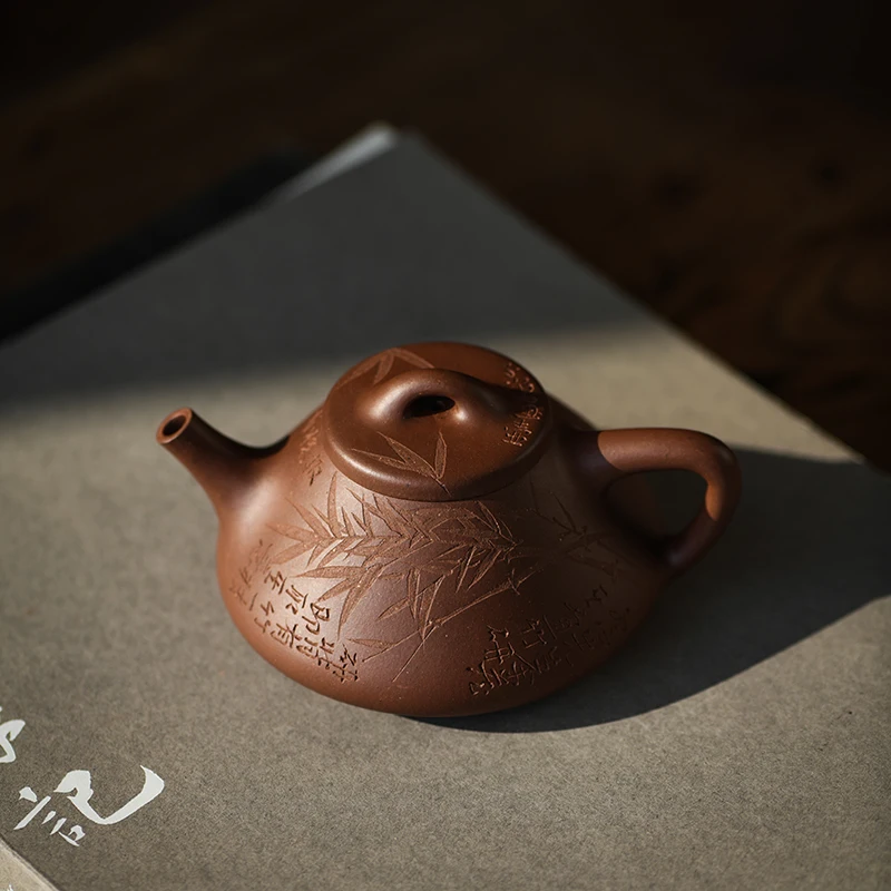 

Boutique Yixing Zisha pot tea set, purely handmade, bottom groove green, Ziye stone scoop pot, gifts, literati pot