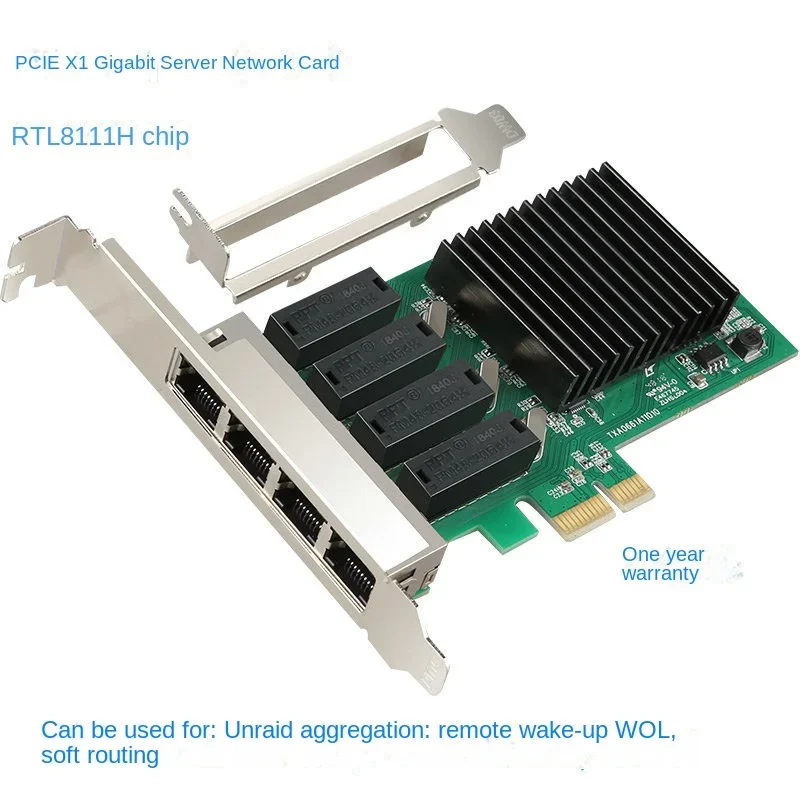 4-port full gigabit network card PCIe 1X to 4-port server network port EXSI aggregation unlaid soft router 8111H