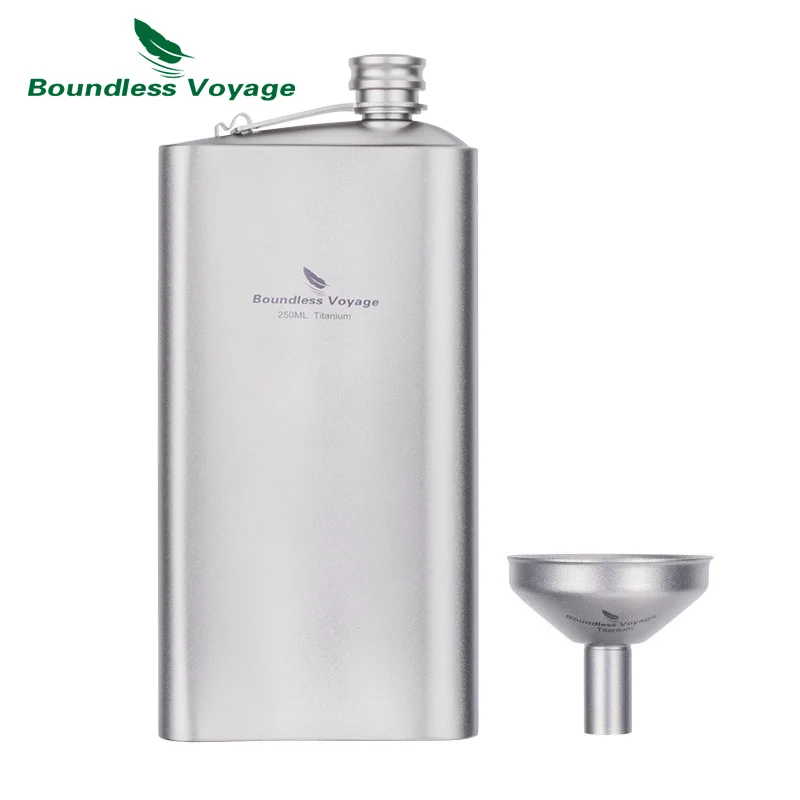 Boundless Voyage Titanium Hip Flask z lejkiem Ultralekka, szczelna kolba kieszonkowa na alkohol i alkohol dla mężczyzn