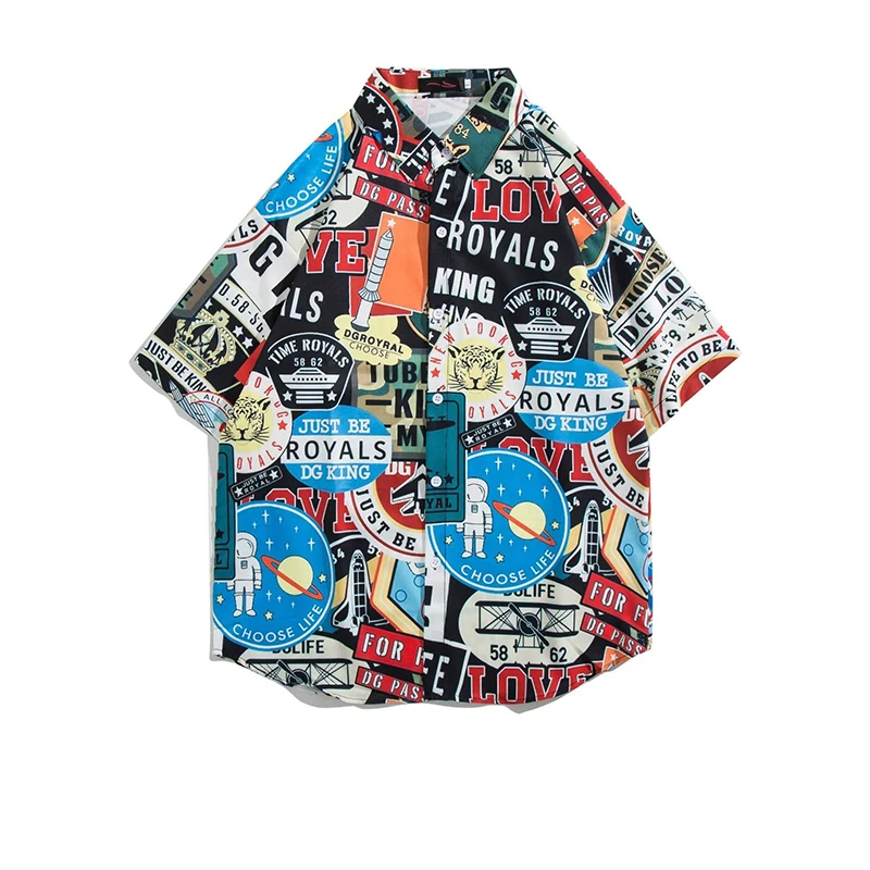 

2023 Summer Men's Shirts Japan Fashion Short Sleeve Shirts Men Casual Men Clothing Trend Streetwear Digital printing Shirts Men