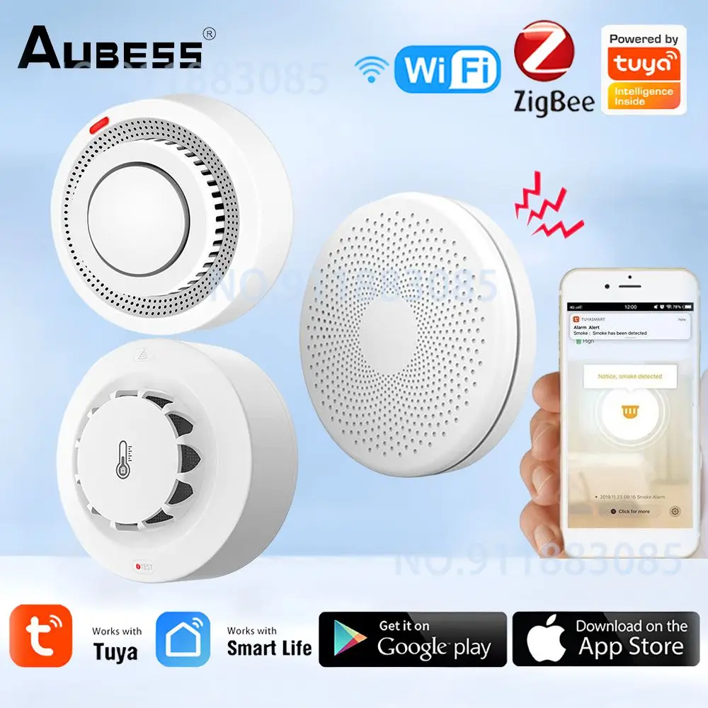 Tuya ZigBee Smart Smoke Detector WiFi Security Protection Smoke Alarm Fire Protection Smart Life App For Home Security System