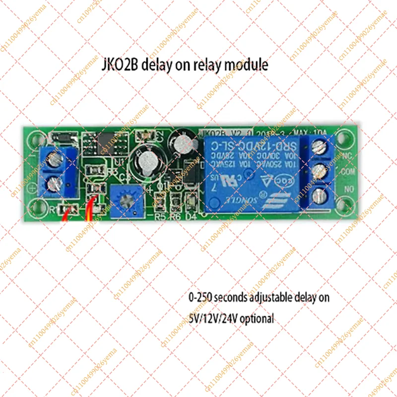 JK02B Timer Switch Relay Module, 12V DC Adjustable Delay 0-60 Seconds