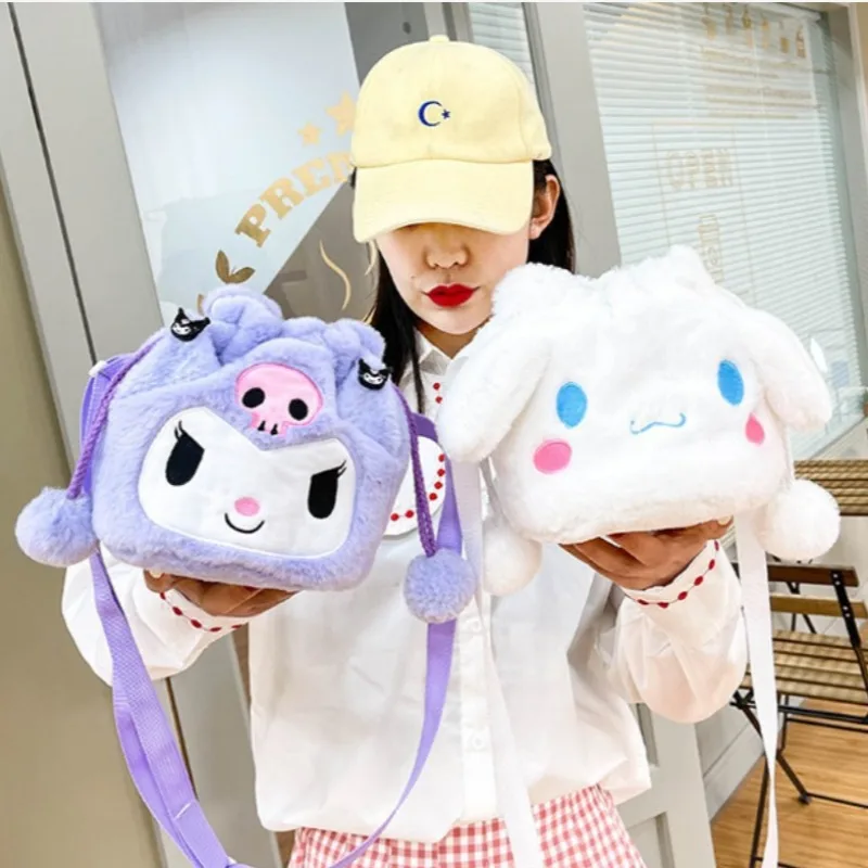 Sanrio My Melody Drawstring Plush Bag Cartoon Anime Character Cinnamoroll My Melody Kuromi Kawaii Coin Storage Bag Wholesale