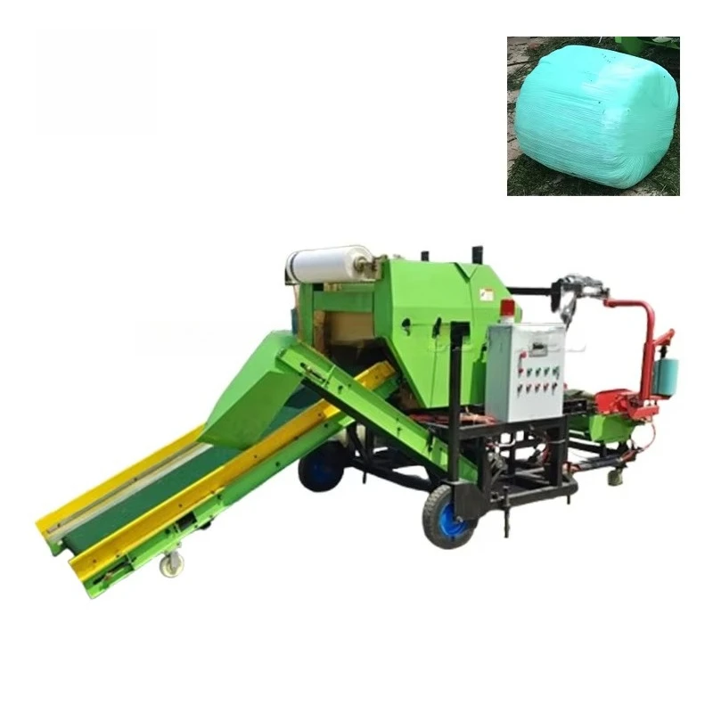 Automatic Mini Round Silage Hay Baler Straw Compression Wrapping Packing Machine