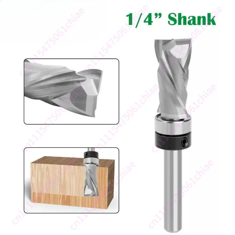 Integral Alloy Small Shank Compound Trimming Cutter Double Helix Cutter Engraving Slotting End Mill Woodworking Cutter 1/4 Shank