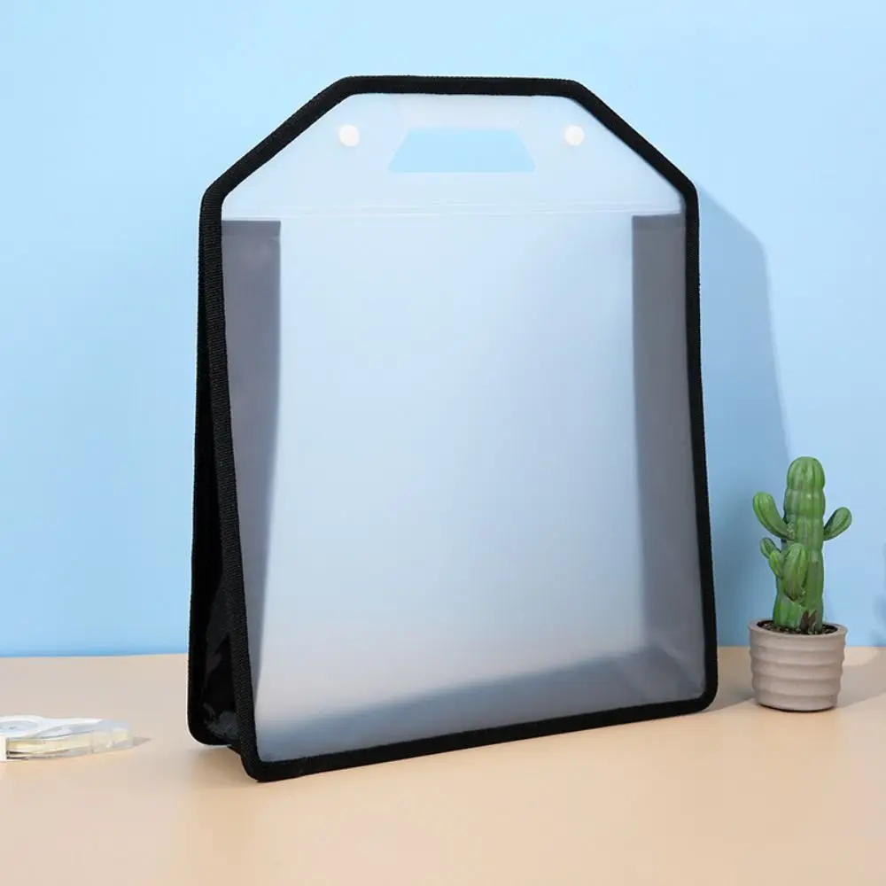 Handle Transparent File Folder Sanding Lightweight A4 File Storage Bag Tutoring Document Snap On Vertical File Pouch