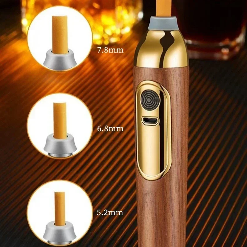 Handheld Mini Ashtrays USB Lighter Anti Soot-flying Portable Car Ashtray Wood For Working Driving Soot Holder Gifts For Men