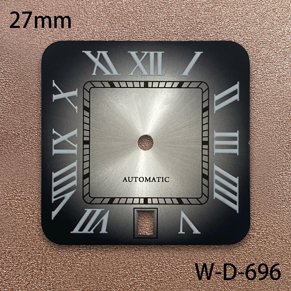 27mm s logotipo quadrado roma dial adequado para movimento nh35/nh36 sunray/fosco acessórios de modificação de relógio de alta qualidade 6 horas
