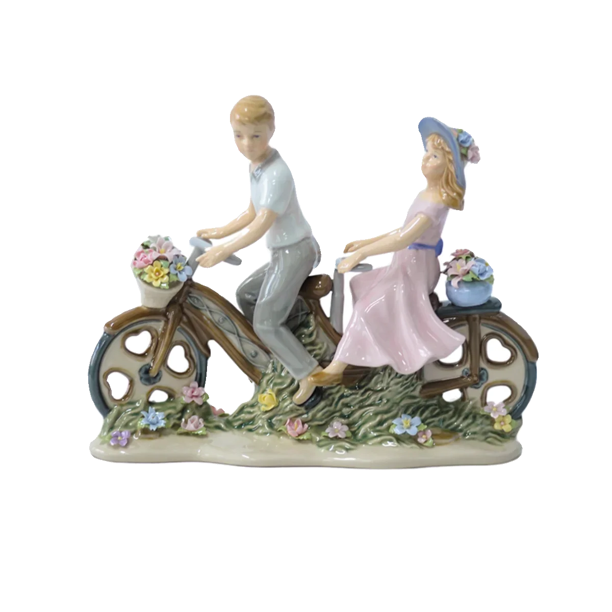 Ceramic Handicrafts European Creative Home Tabletop Ornament Cycling Lovers Statue Window Display Birthday Gift Home Decoration