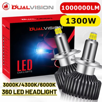 Dualvision H7 H4 H11 LED Canbus 360 1000000LM 1300W H1 9005 9006 HB3 HB4 9012 D2S D4S Turbo Bi Led Projector Lens Headlight Bulb