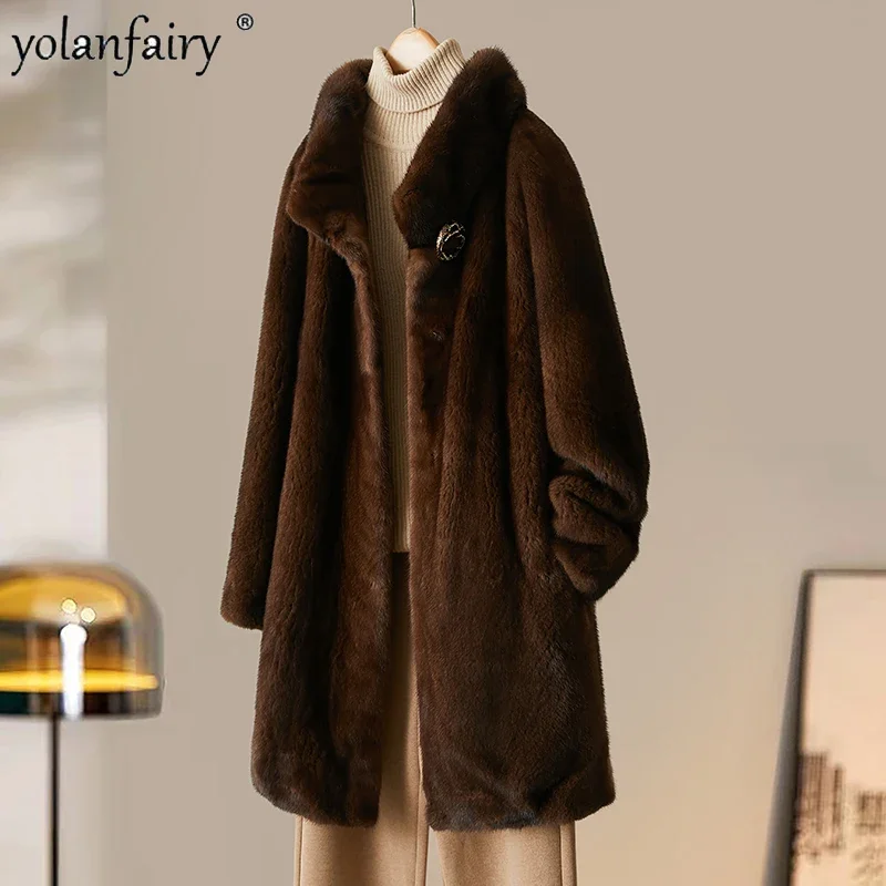 

Whole Mink Fur Coat Women's Clothing 2023 Winter Jacket Midi Long Fur Coats and Jackets Female Luxury Clothes for Women FCY5624