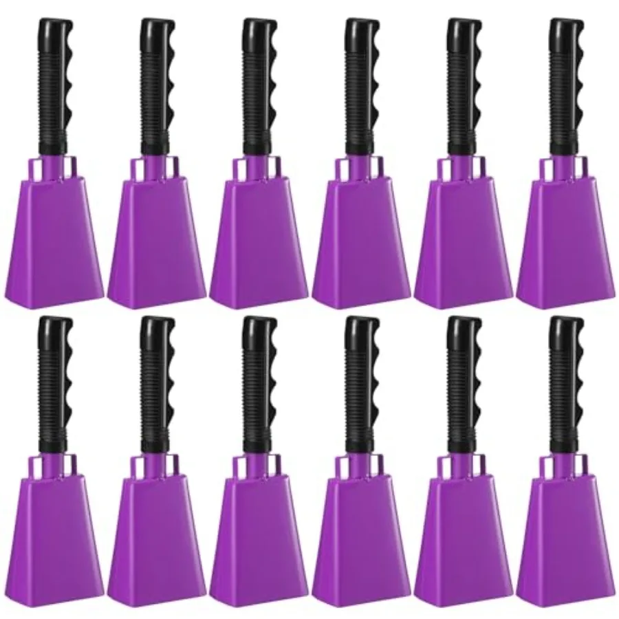 

Pelopy 12 Pcs Large Cow Bell 9 '' Cowbell with Handle Cowbells for Sporting Events Hand Percussion Cheering Bell Chimes for Foo