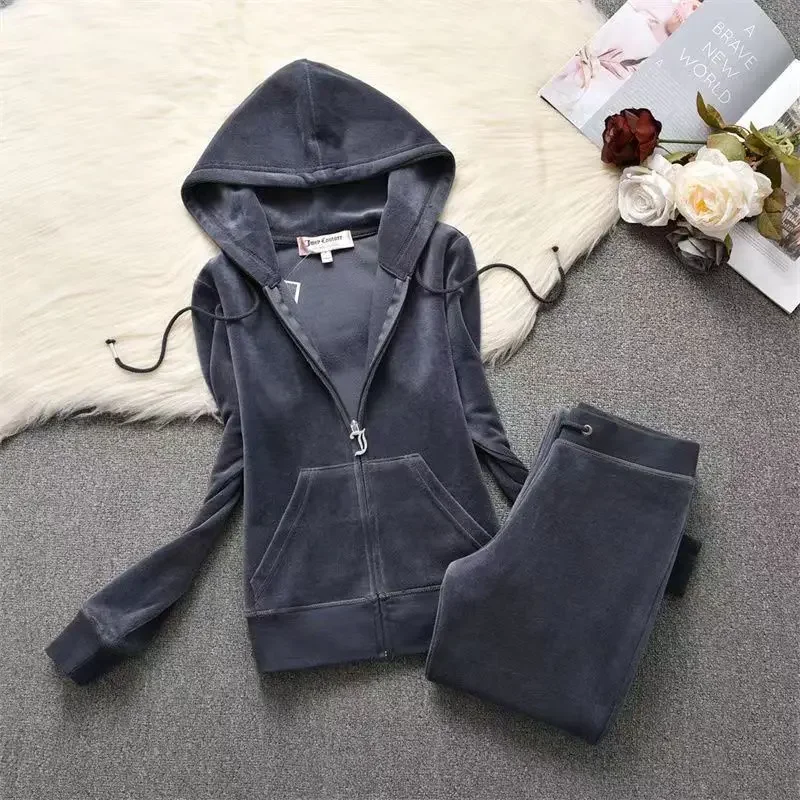 

Women 2 Pieces Tracksuit Set Women's Tracksuit Crystal Hoodie Sportswear Women Outfit Pant Sets Velvet Tracksuit