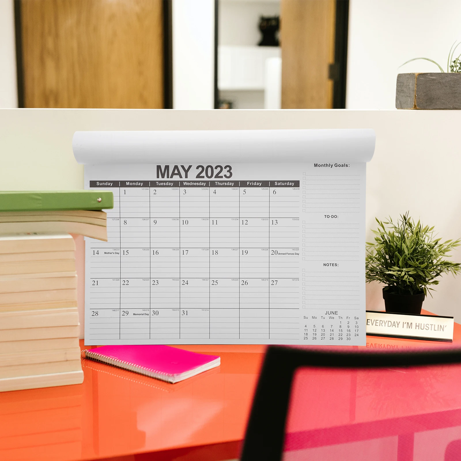 

Wall Calendars English Planner Monthly Tearable Vertical Black Desk Time Planning Office
