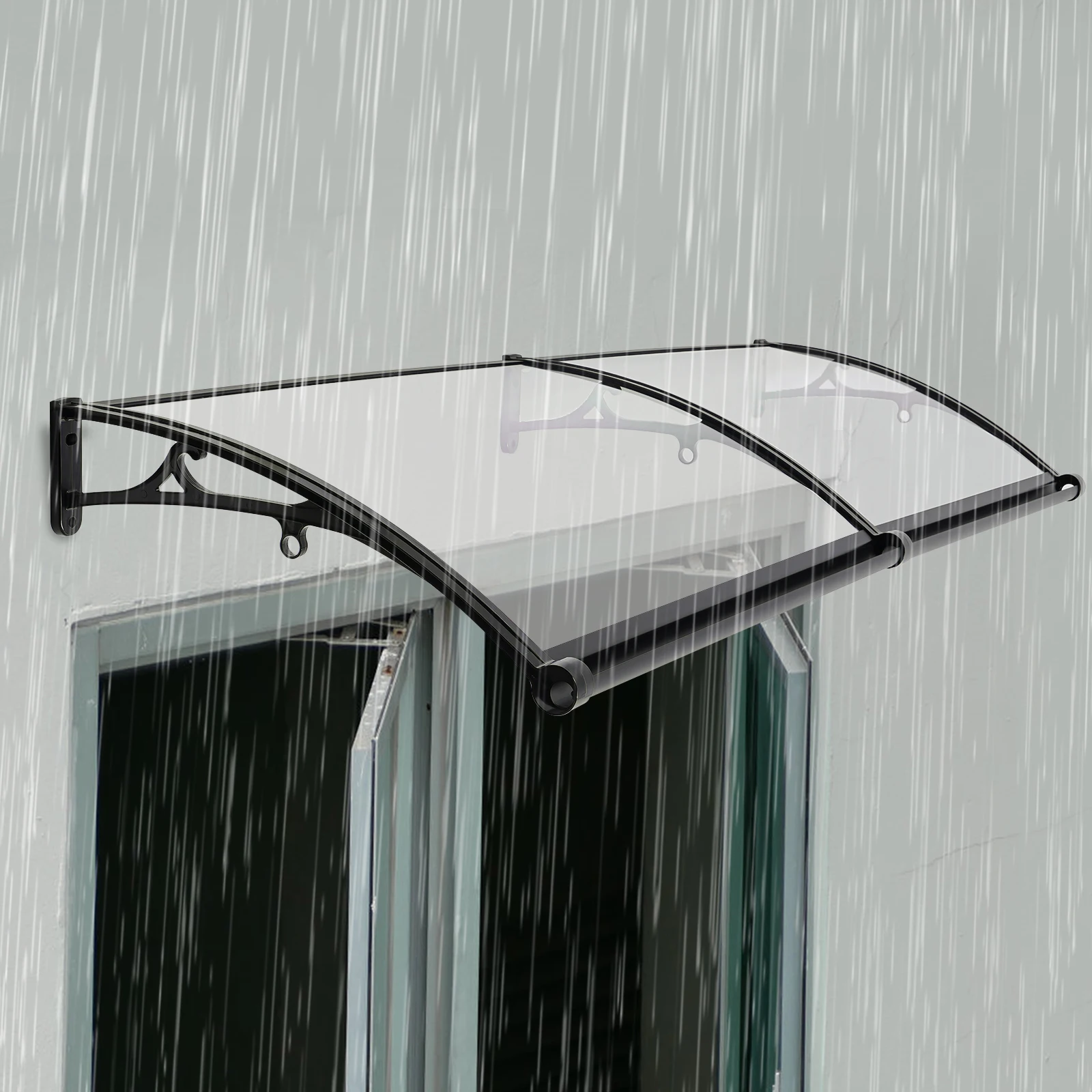 

Premium Arch Rainshed Awning 200x60cm Aluminum Alloy Weatherproof Cover for Door Window Balcony Garage Terrace 200kg Snow Load