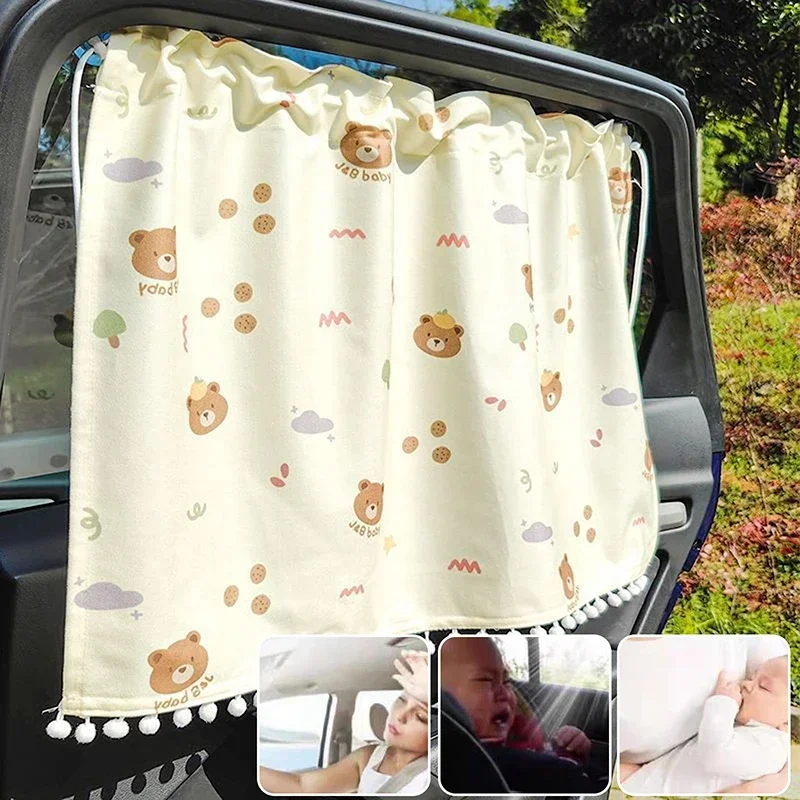 1pcs Suction Cup Curtain in The Car Window Sunshade Cover Cartoon Side Window Sunshade UV Protection for Kid Baby Children