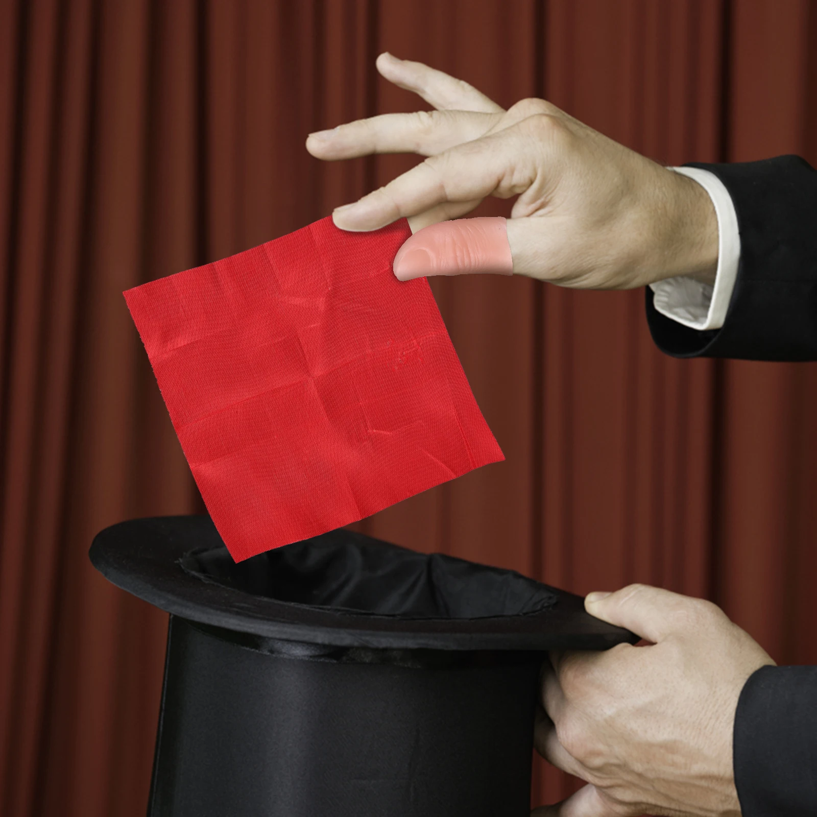 

6 set High Simulation Finger Sleeve Props And Silk Scarves For Magician Tricks Stage Performance Magic Tools