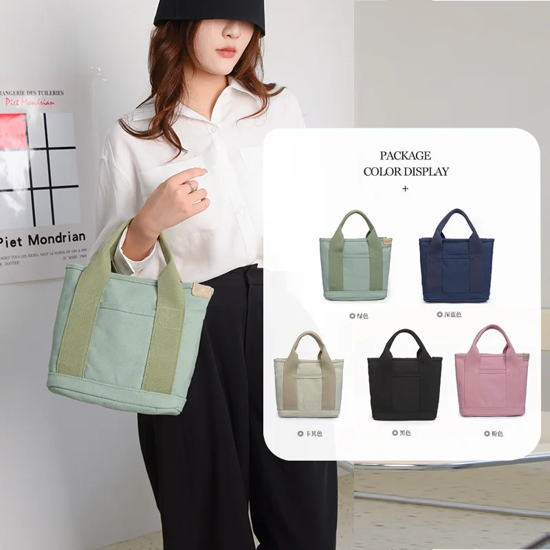 

2025 Cute Lunch Bag for Women, Fashionable Ins Style Canvas Tote, Eco-Friendly Thermal Meal Prep Crossbody Bag