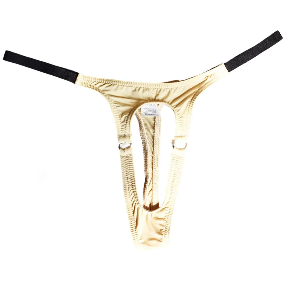 Men's Thong Underwear with Hollow Out Pattern Low Waist Elastic Band and Breathable Ice Silk Fabric for Comfortable Support
