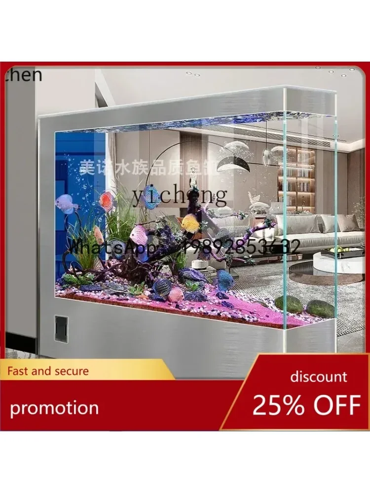 D18- Wasserfreies Luxus-Aquarium für den Haushalt, ultraweißes Glas, große Trennwand, ökologisches Aquarium
