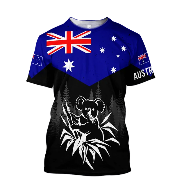 Australian-style 3D summer men's T-shirt trendy men's fashion clothing suitable for daily wear loose breathable short sleeves