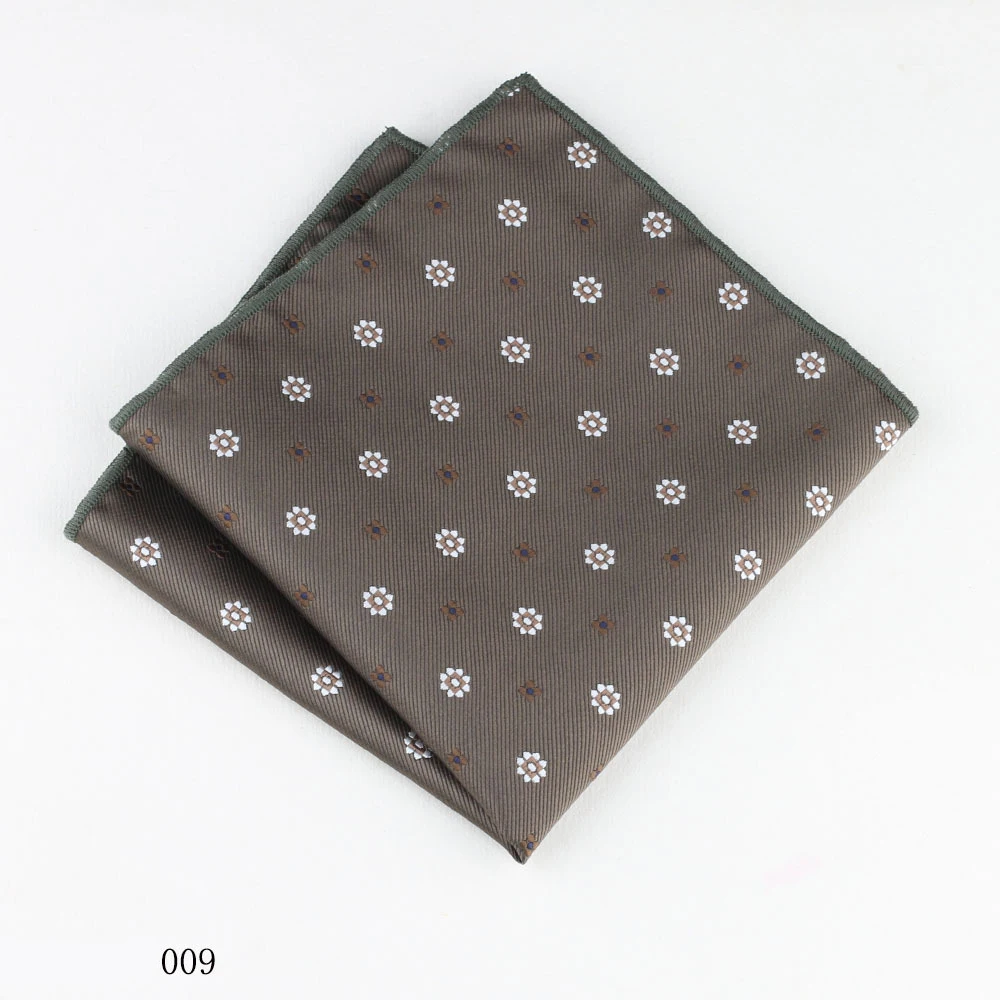 2025 новый дизайн 24 см коричневый белый цветочный мужской карманный платок из полиэстера жаккардовый полосатый носовой платок деловой формальный свадебный платок