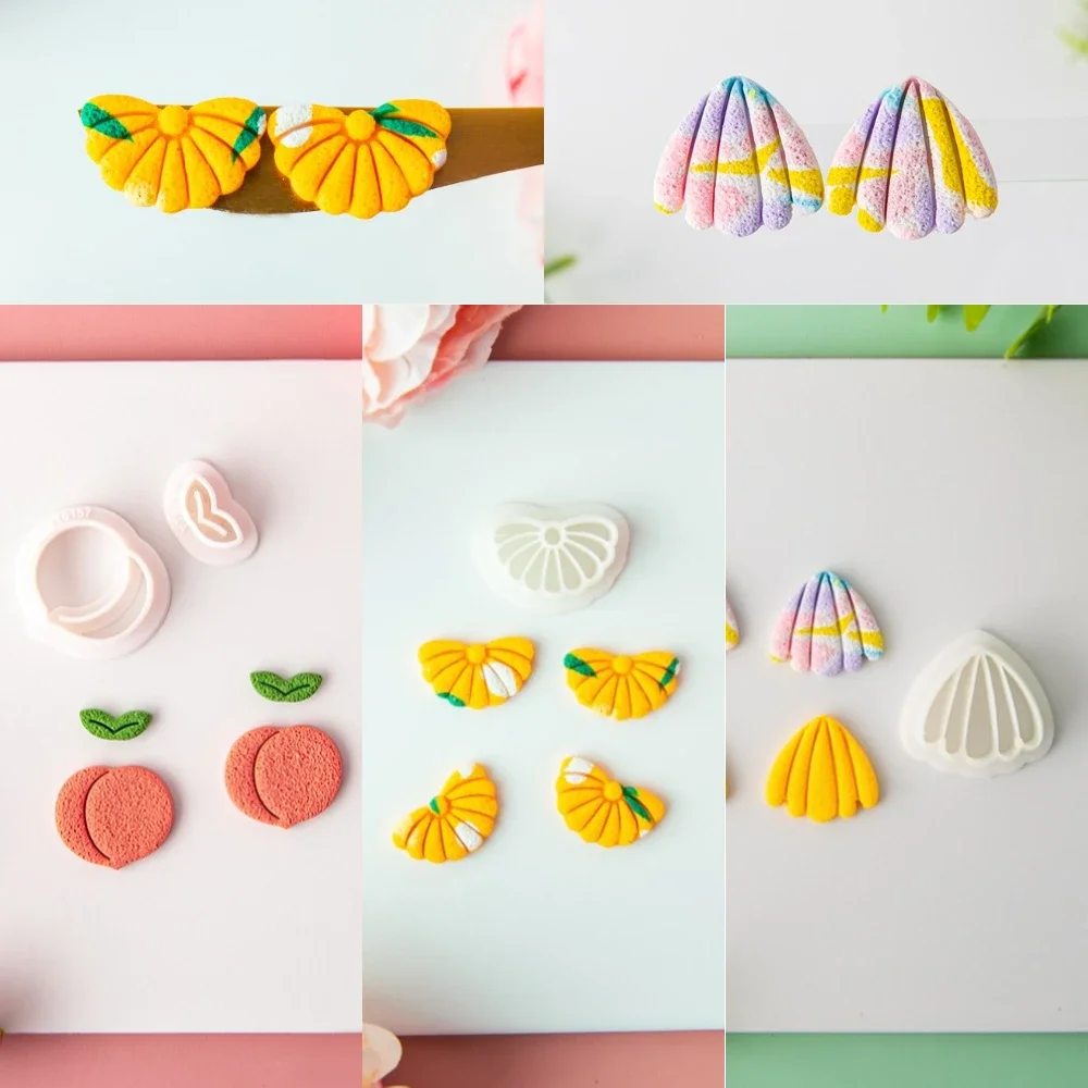 Fruit Series Cartoon Peach/Banana/Orange Shaped Clay Molds DIY Soft Pottery Earrings Jewelry Ornaments Polymer Clay Cutters