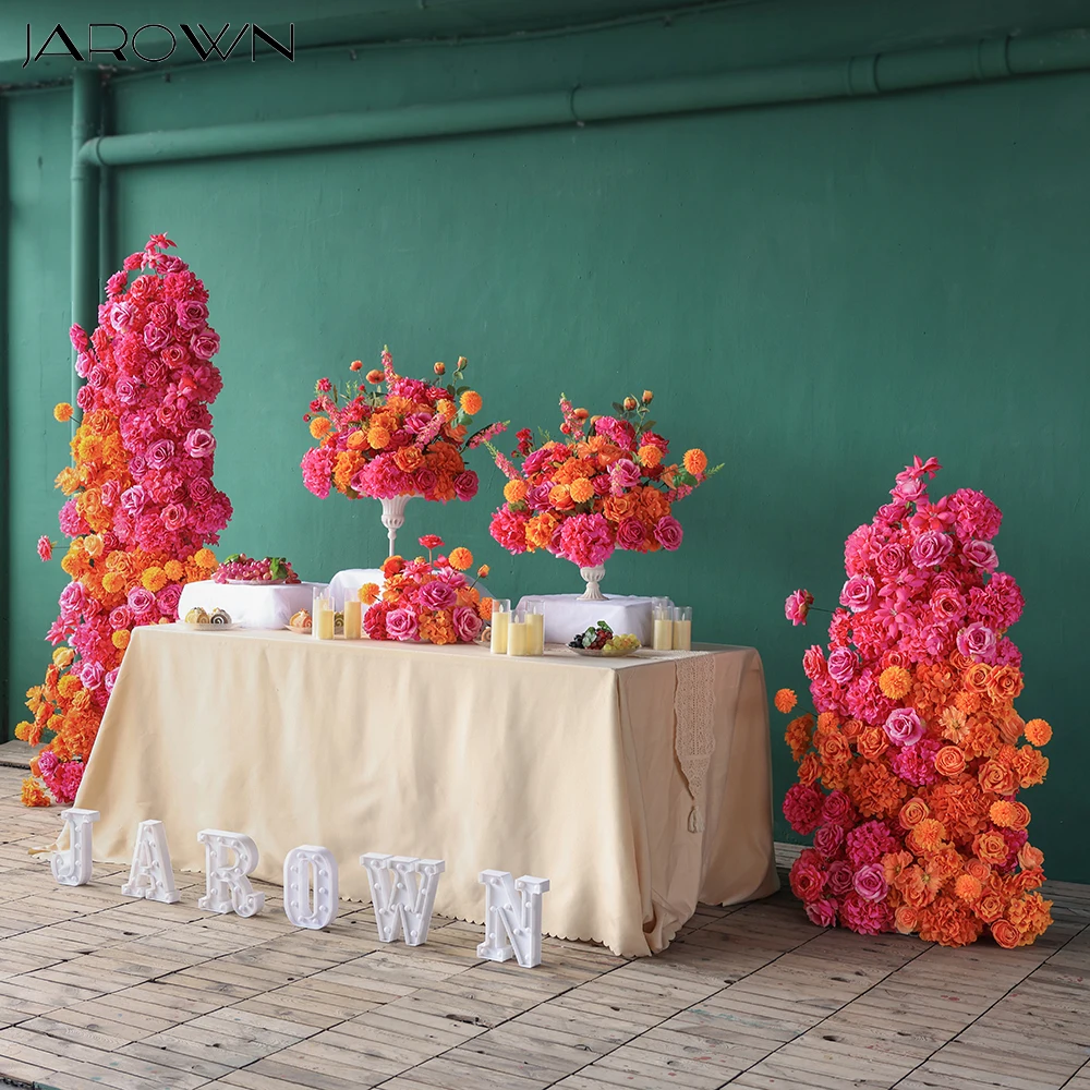 Party Supplies Hot Pink Orange Rose Hydrangea Flower Arrangement for Wedding Event Decor Props Table Decoration & Accessories