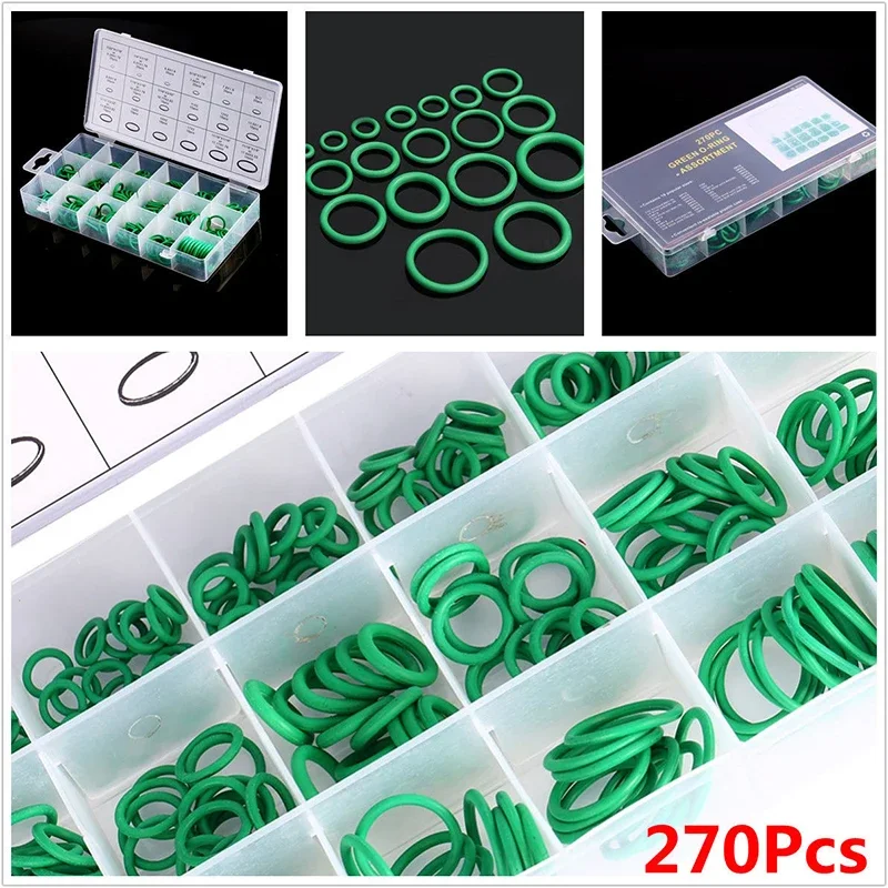 270Pcs 18Sizes Rubber Ring Gaskets Kit Car Air Conditioning Auto A/C Repair HNBR Rubber O-Rings Set NEW