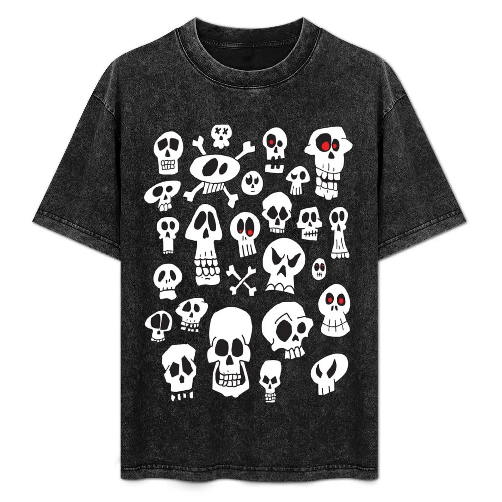 

Футболка с рисованными вручную черепами, рождественская тематическая футболка