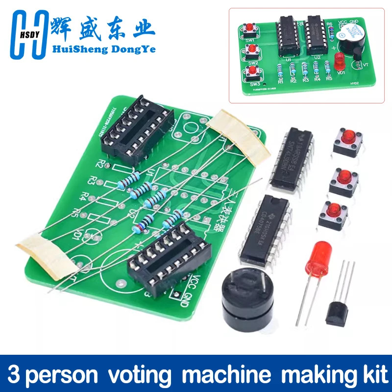 Three person Voter Making Kit DIY Non Gate Voter Digital Circuit Lab Kit for training student LABS on electronic principles