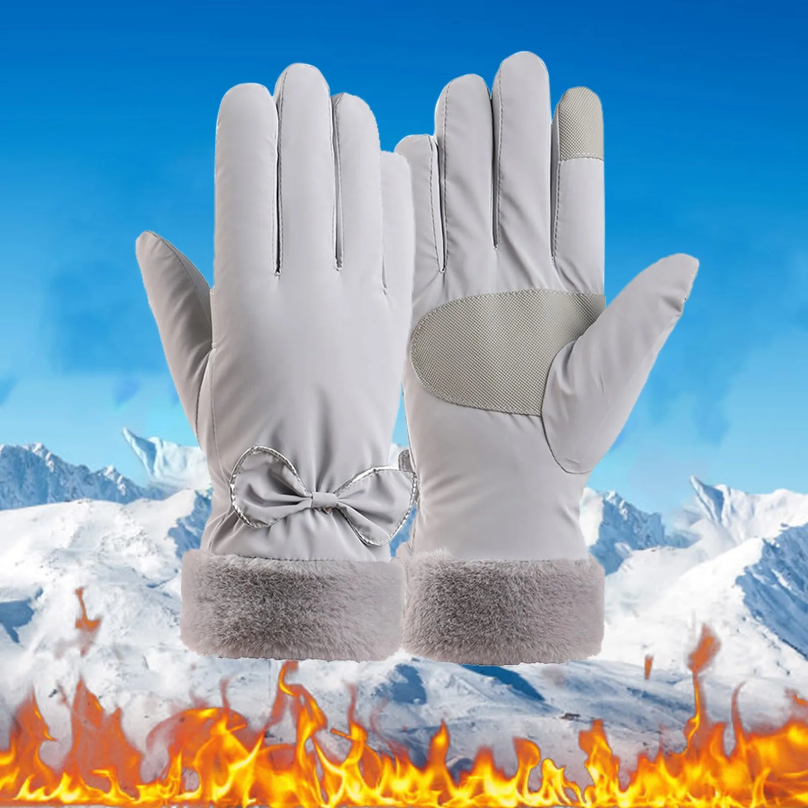 Winter Women Gloves Hand Warmer Thermal Fleece Lined Guantes Full Finger Ladies Mitten Touchscreen Waterproof Bike Cycling Glove