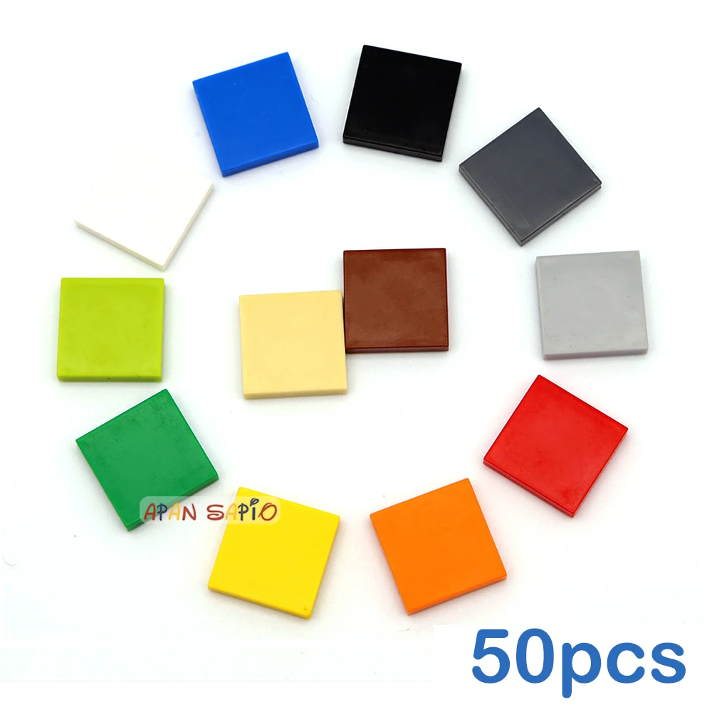 50pcs/lot DIY Blocks Building Bricks smooth 2X2 Educational Assemblage Construction Toys for Children Size Compatible With Brand