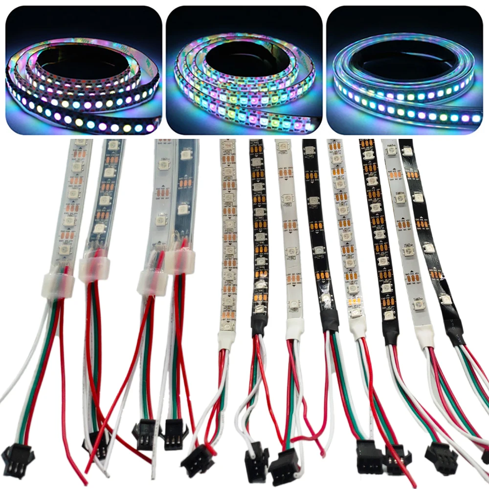 

WS2812B 5050 Smart RGB Led Strip DC5V Individually Addressable WS2812 Pixel Light IP30 IP65 IP67 Black/White PCB 30/60/74/96/144