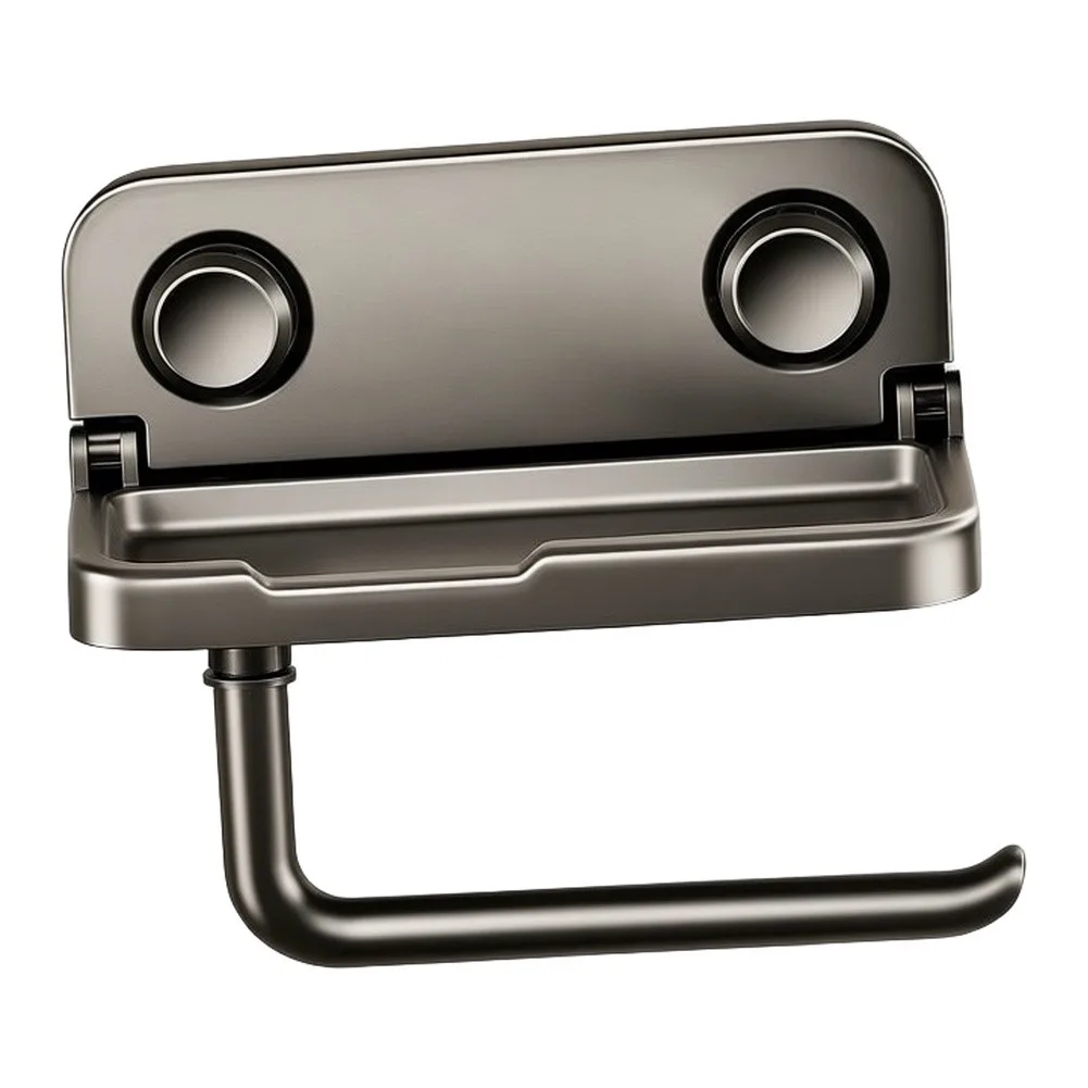Toilet Paper Holder with Strong Suction Cups - Non Drilling Bathroom Paper Dispenser Featuring Space Saving Foldable Design