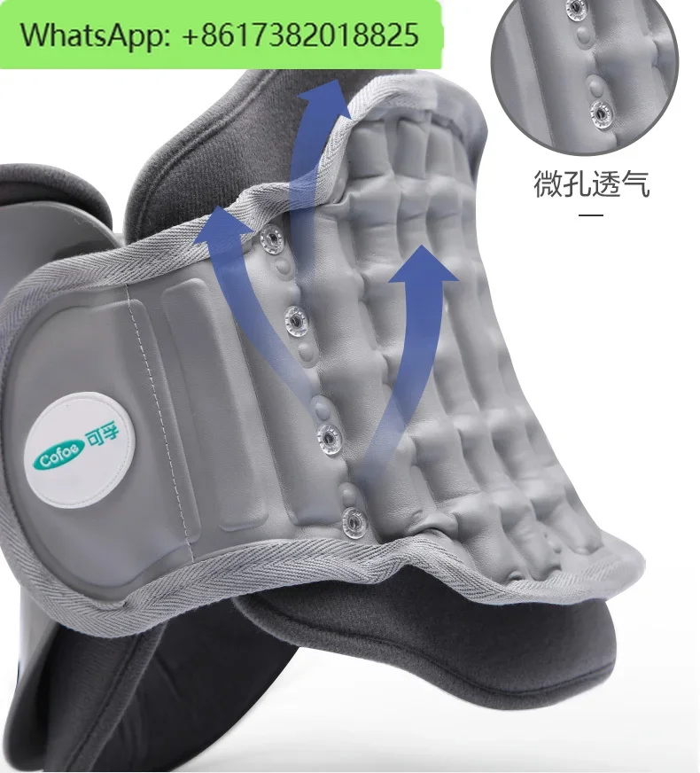 Inflatable cervical traction device, fixed orthodontic device, neck brace