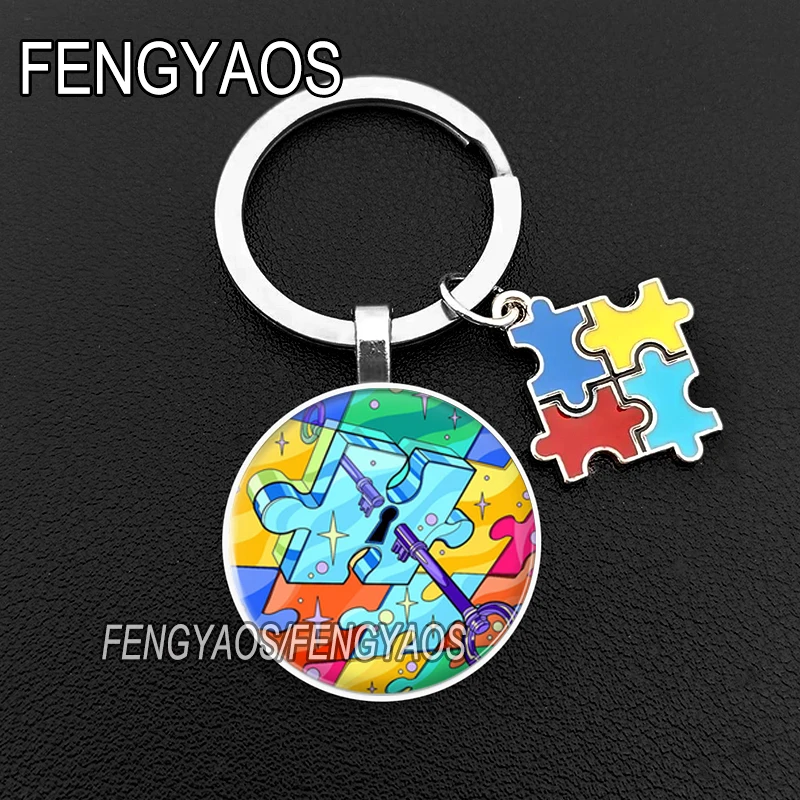 New Autism Awareness Key Chains  Autistic Symbol  Keychains Gift for Friends