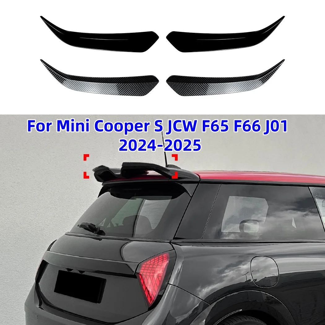 

For Mini Cooper S JCW F65 F66 J01 2024-25 Rear Roof Spoiler Wing Trim Carbon Fiber Look/Gloss Black Upper Extension Splitter Lip