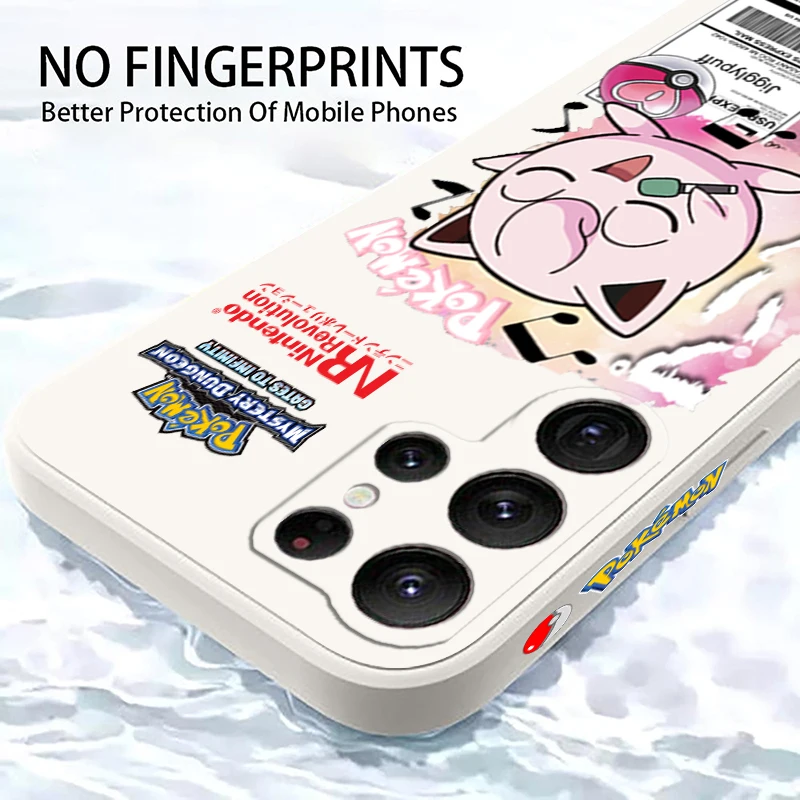 غطاء حبل يسار سائل من Jigglypuff مي بوكيمون نورلاكس ، سامسونج جالاكسي S24 S23 S22 S21 S20 FE S10 Ultra Plus Lite 5G TPU #5