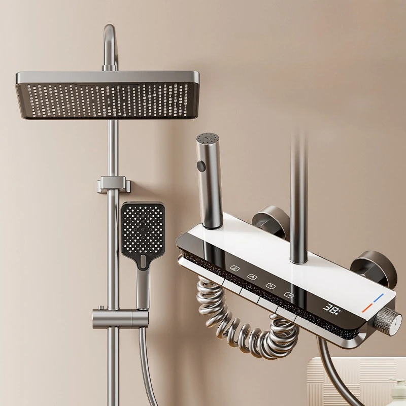 Shower Head Set for Home Bathroom, Four Speed Piano Button for Water Outlet, Rain Shower in Bathroom, Pressurized Shower Head