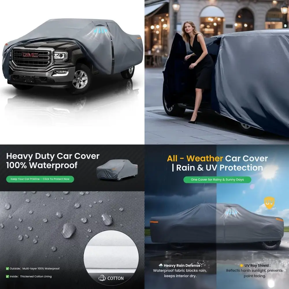 

Custom Fit Truck Cover for 2002-2025 Double/Extended/Crew Cab Short Bed 5.7'-6.6' with Door Zipper, 10 Layer Pickup Truck Cover