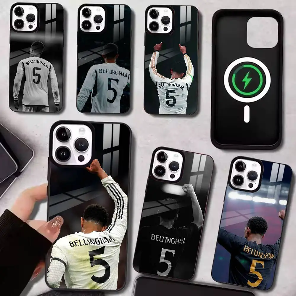 

B-Bellingham N-No.5 Football Jersey Phone Case For iPhone15,16,17,14,13,12,11 Plus,Pro Magnetic For Wireless Charging