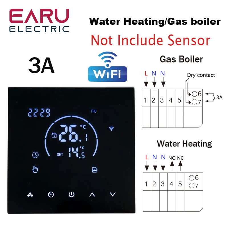 TUYA WiFi ThermoandreTemperature Contrmatérielle Eau Électrique Chauffage au Sol TRV AC100V-240V 3A 16A Numérique LCD Affichage Mural