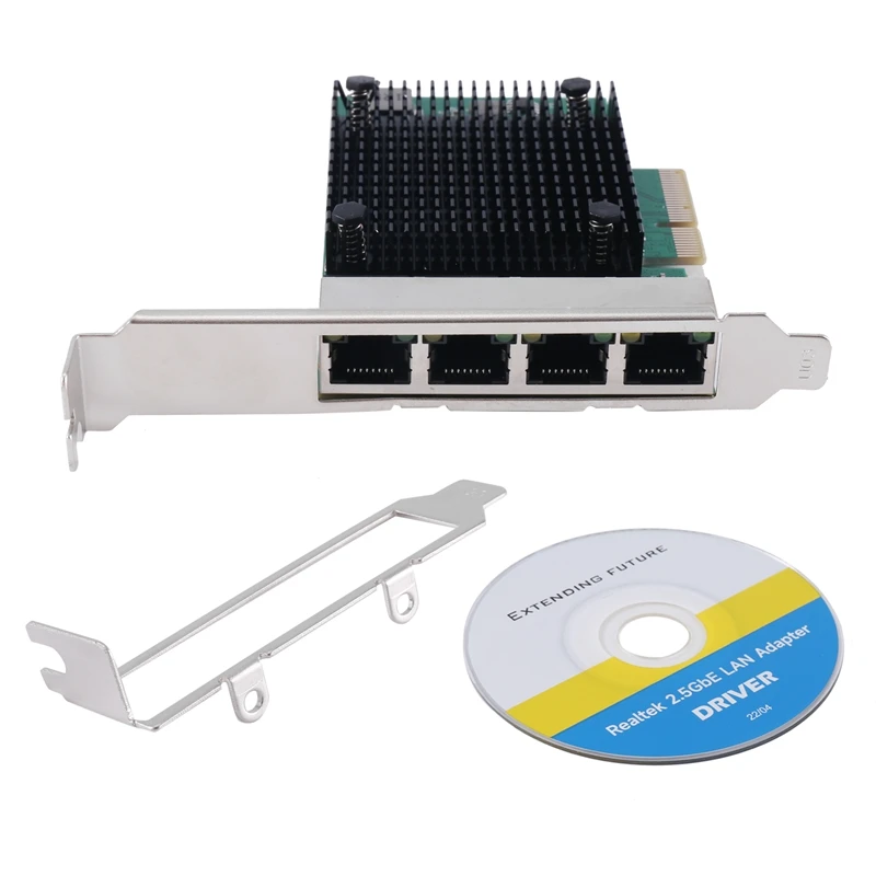 

PCIE X4 2.5G Gigabit Network Card RTL8125B 4 Port Ethernet Network Card Desktop Server Network Card