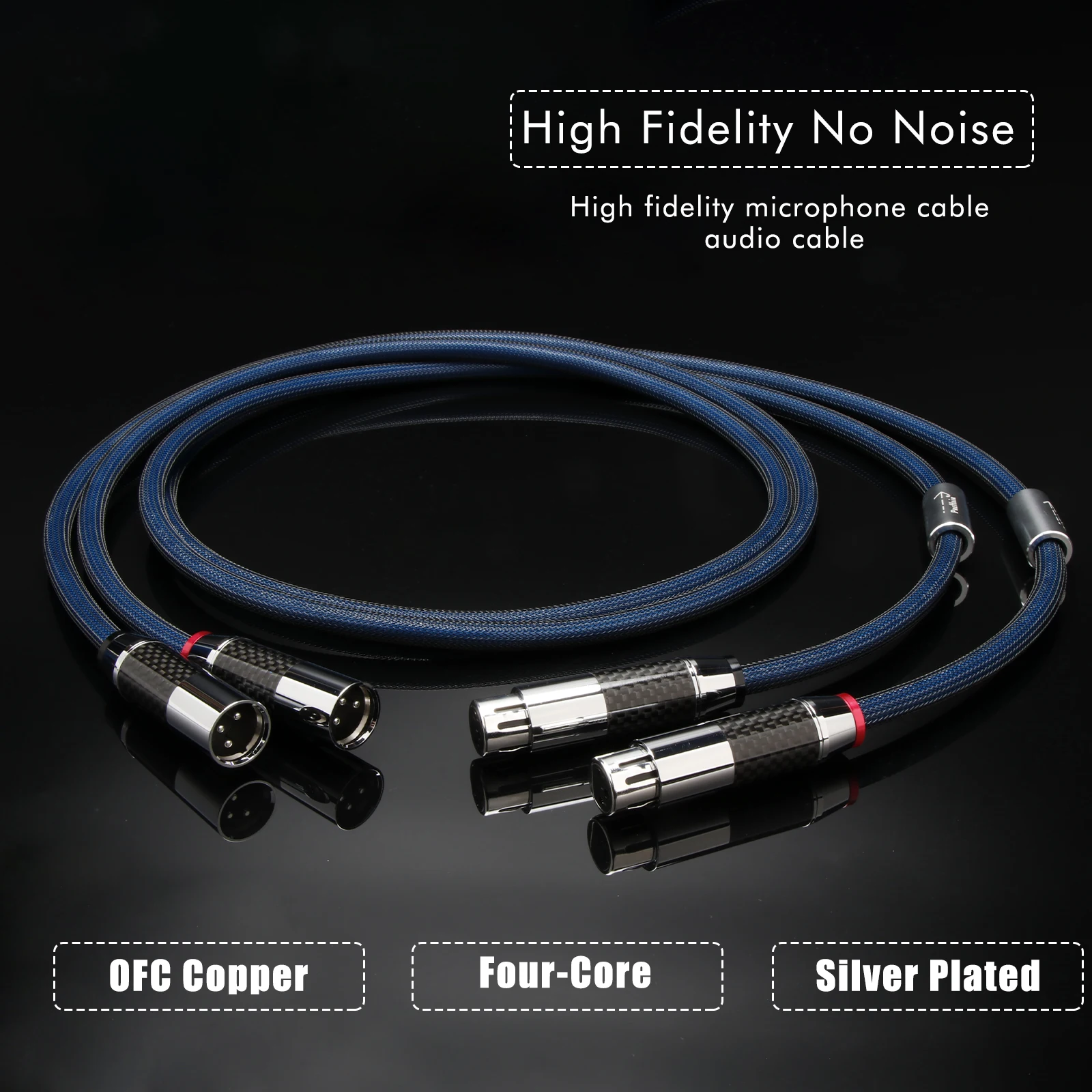 Hi-End XLR-Kabel, versilbert, 3-poliges XLR-auf-XLR-Kabel, Audio-Verlängerungskabel für Mikrofonverstärker – Detail 1