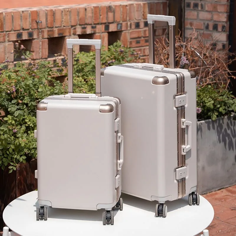 Solid Color Large Capacity Suitcase Student Travel Luggage with Password Lock Aluminum Frame Luxury Pull-Cage For Men And Women